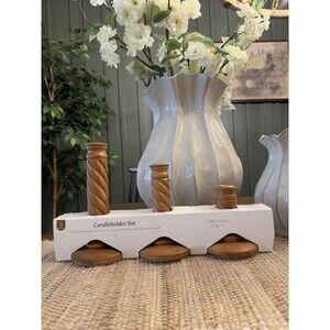 Set of 3 Wood Taper Candle Holders - Threshold
